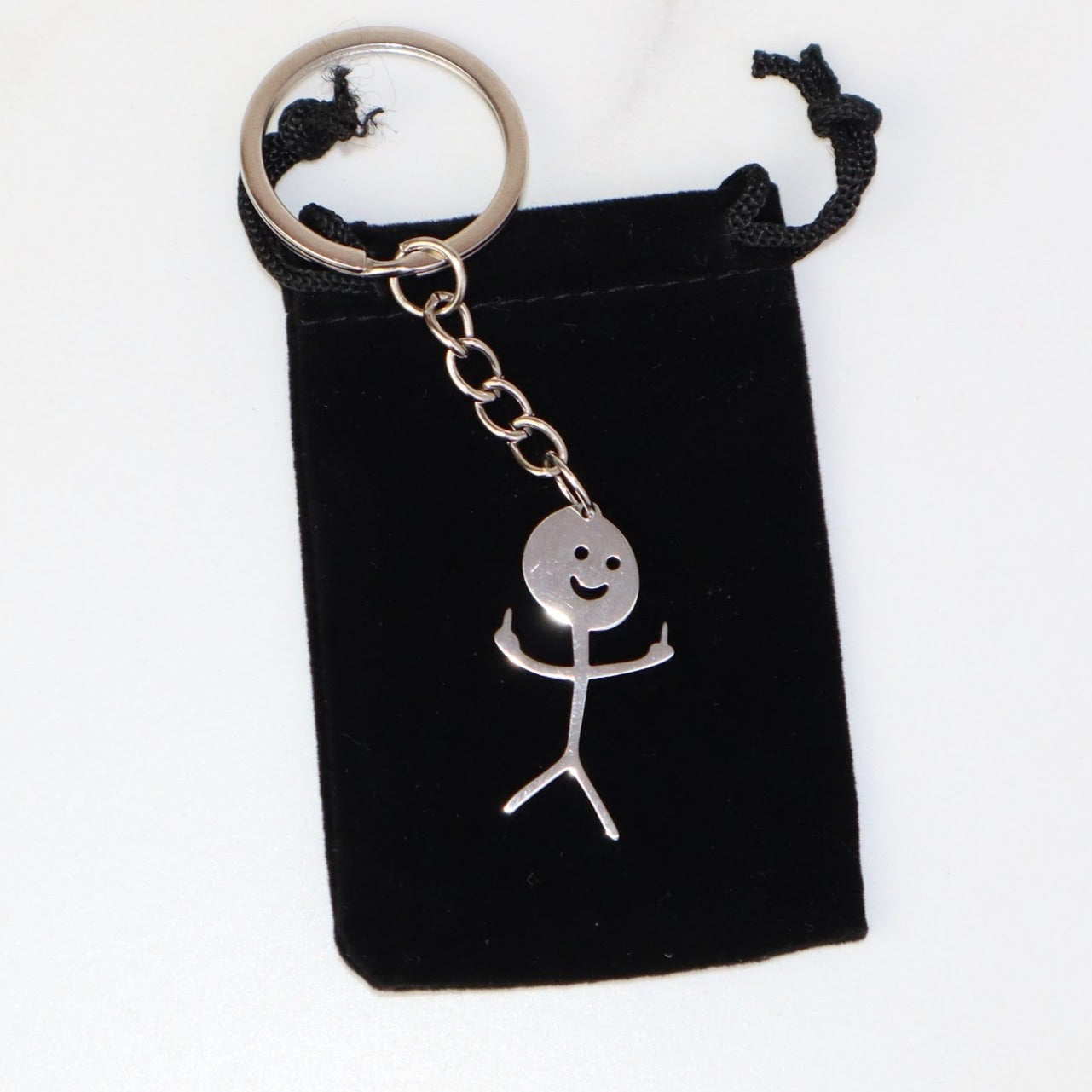 Middle Finger Stickman Keychain (Stainless Steel)