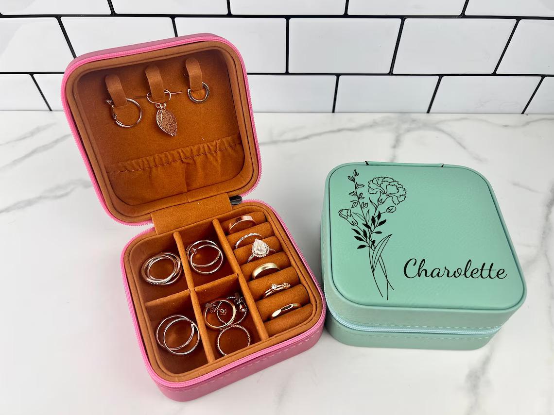 Birth Flower Jewelry Travel Case