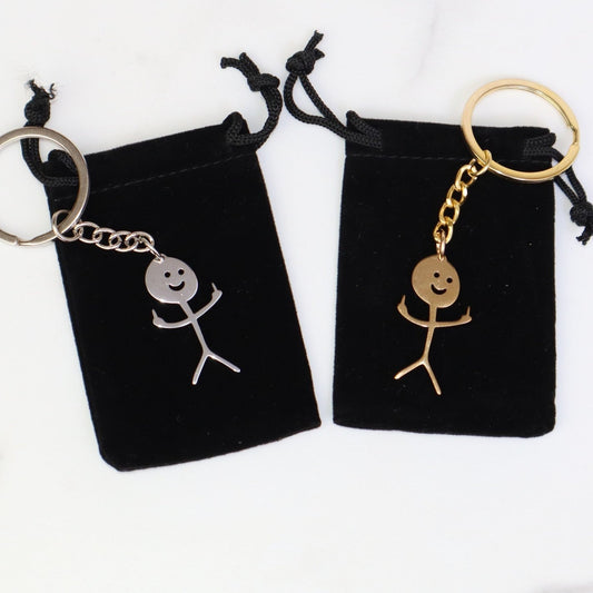 Middle Finger Stickman Keychain (Stainless Steel)